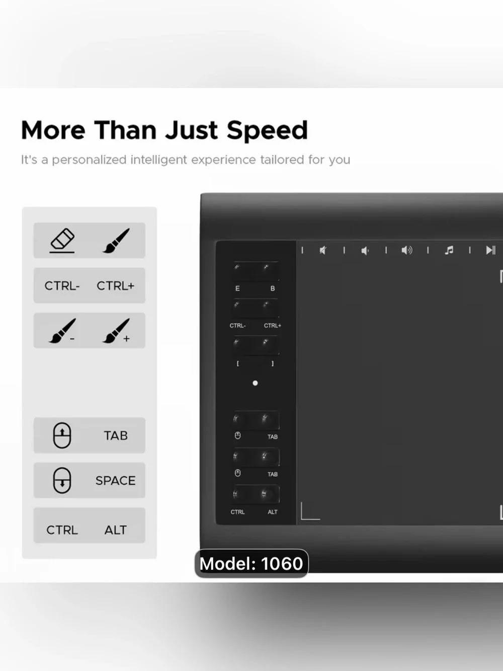 Graphics Drawing Tablet with Stylus - Black (Model 1060)